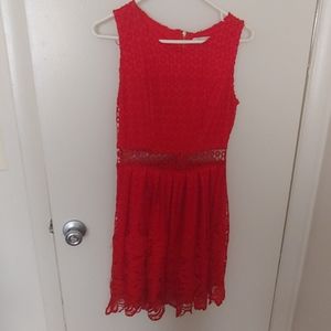 Red lace skater dress